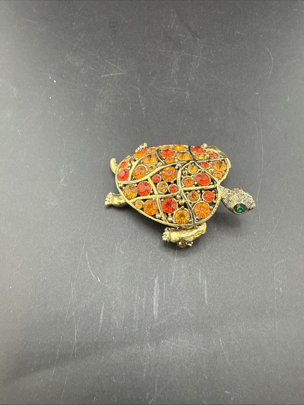 Vintage Holycraft Gold Toned Turtle Brooch Pin